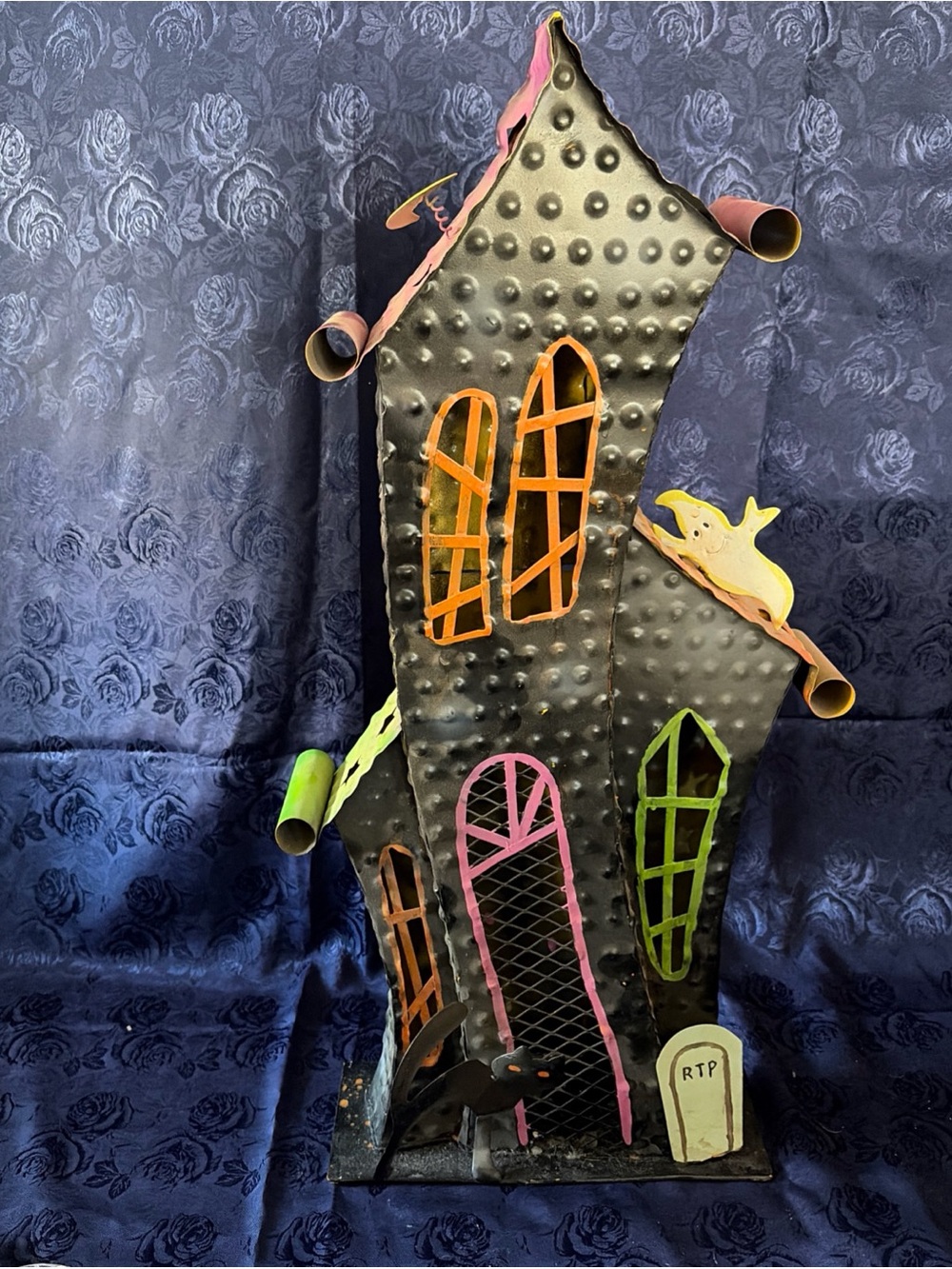 VTG Metal Halloween Haunted House-2 Tealight Compatible